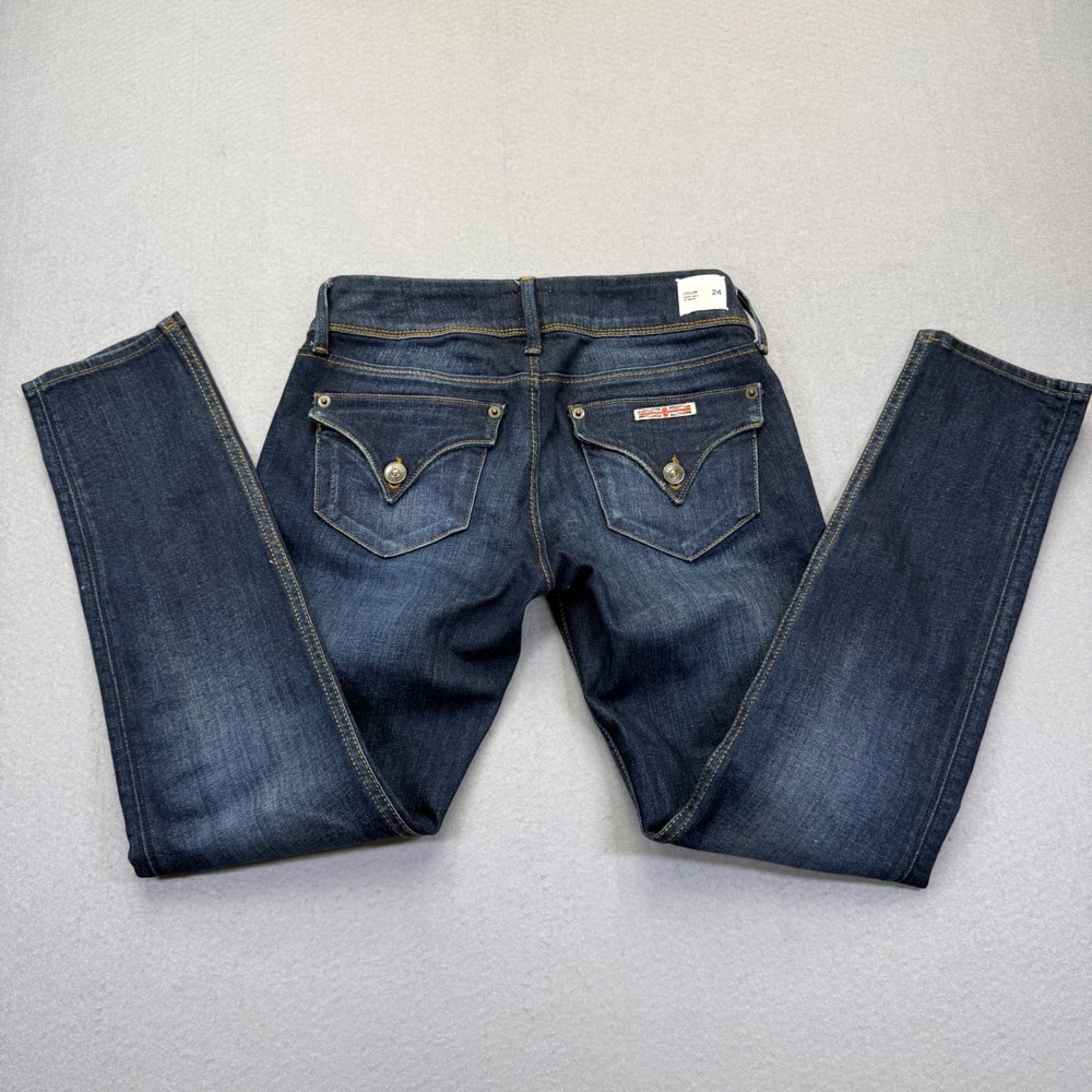 Hudson Collin Skinny Jeans Womens 24 Dark Wash Low Rise Double Button Denim‎